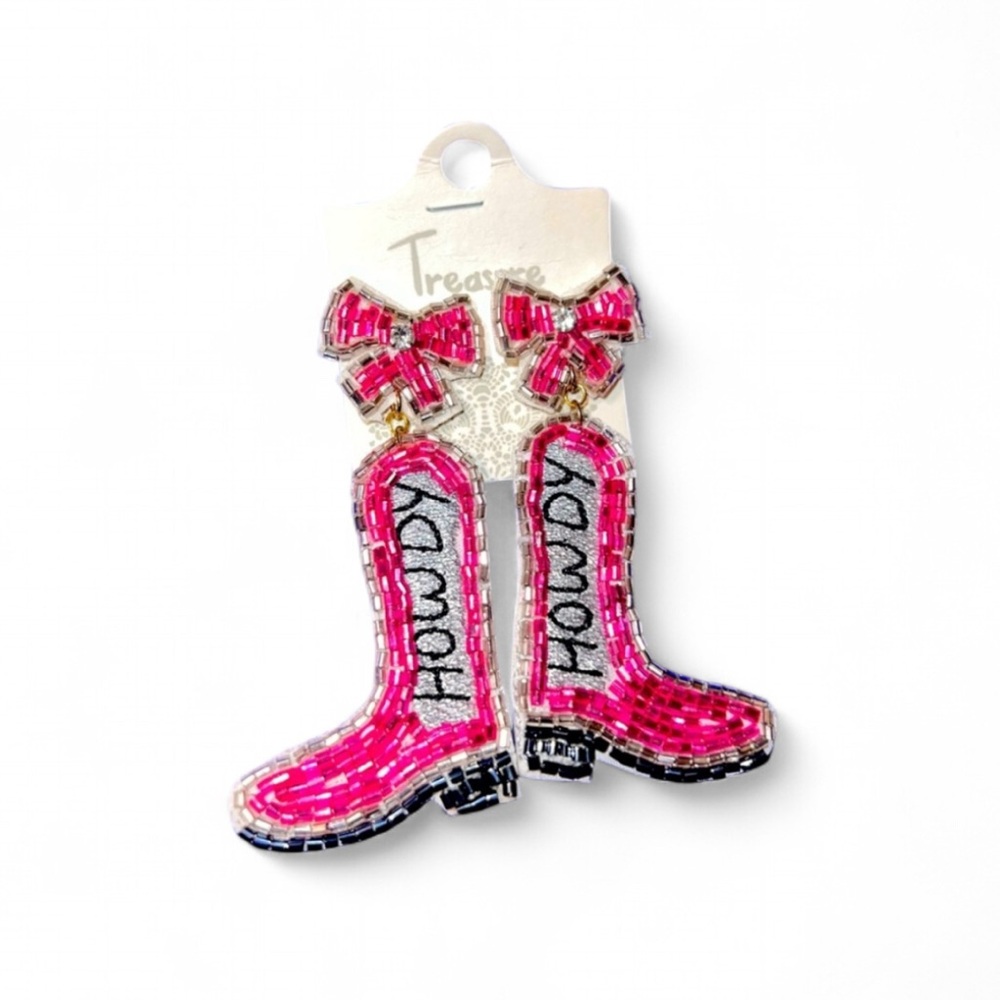Howdy Boots Beaded Post Earrings